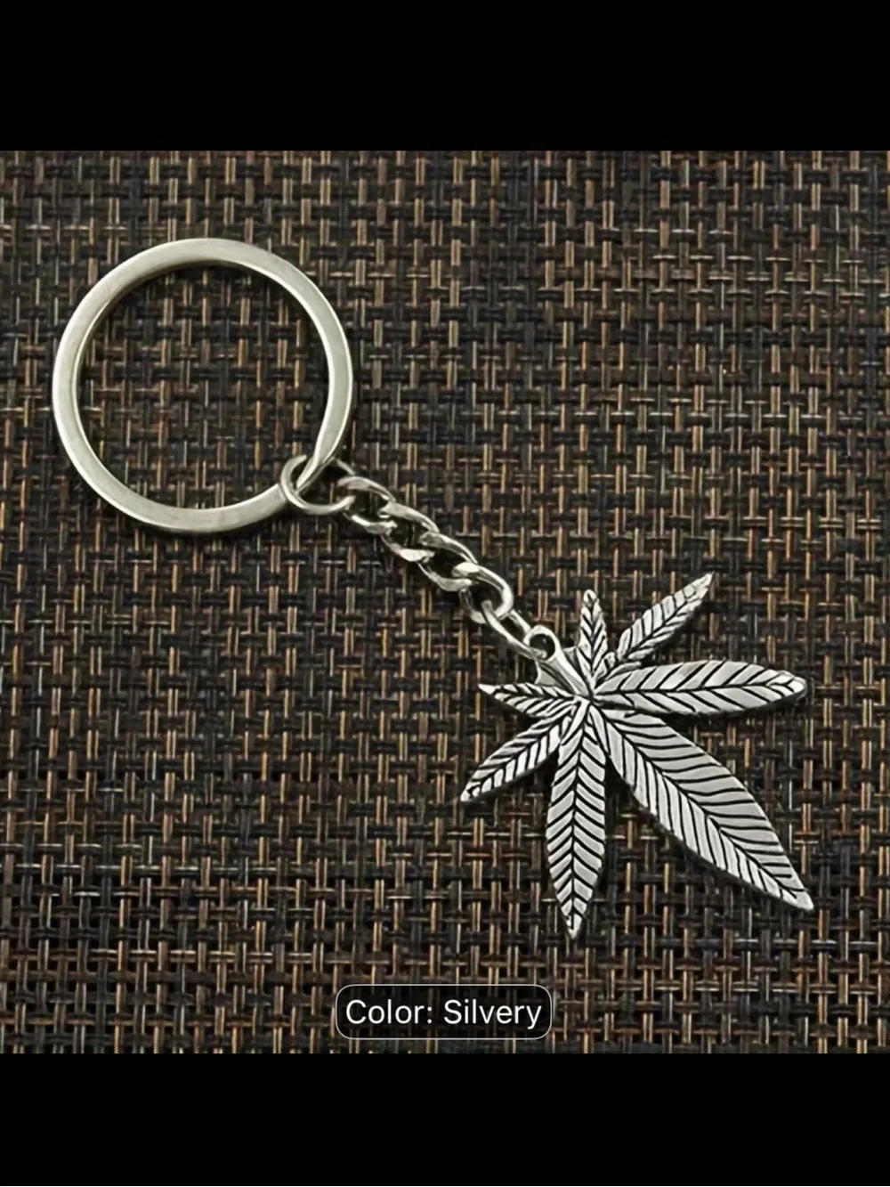 420 Silver Leaf Charm Keychain